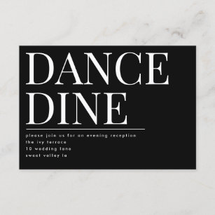Classic Bold Big Monogram DINE DANCE Reception Enclosure Card