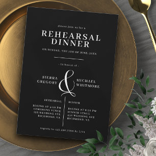 Classic Bold Black   Moody Formal Rehearsal Dinner Invitation
