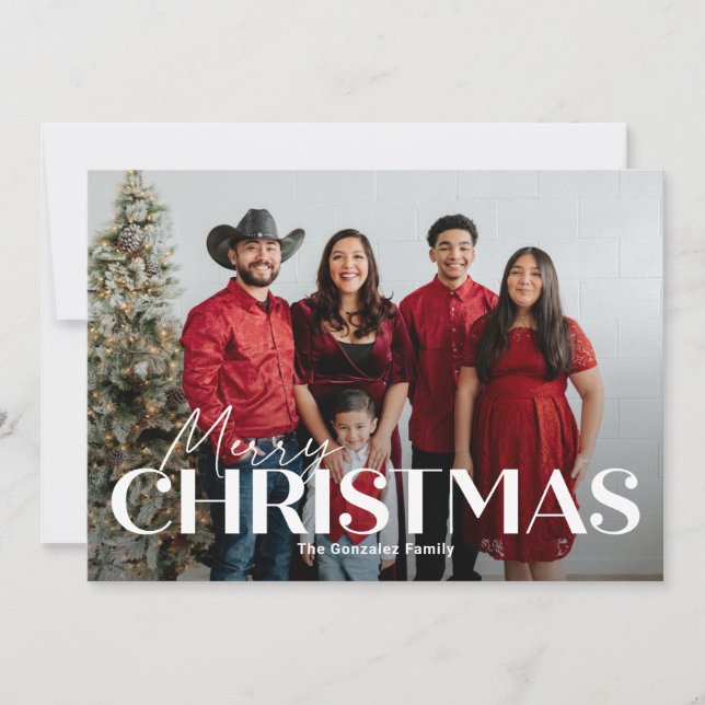Classic Bold Christmas Photo Card (Front)