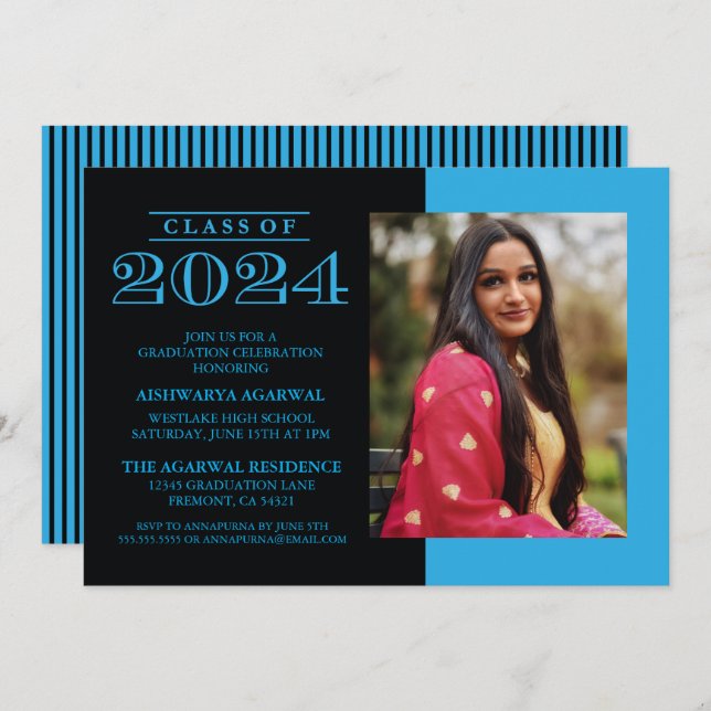 CLASSIC BOLD CLASS OF 2024 GRADUATION INVITATION (Front/Back)