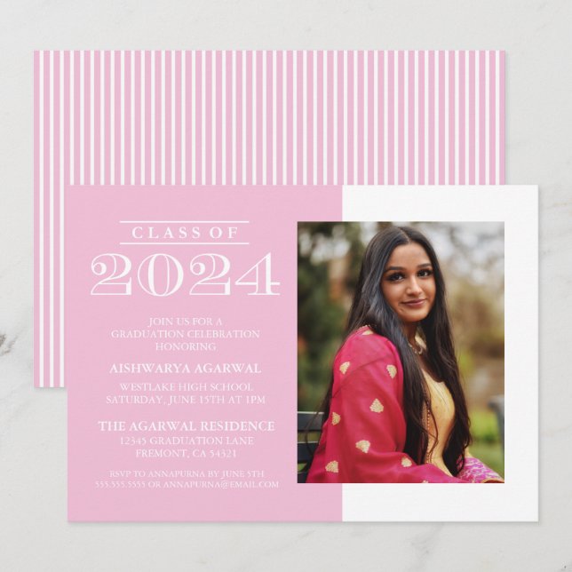 CLASSIC BOLD CLASS OF 2024 GRADUATION INVITATION (Front/Back)