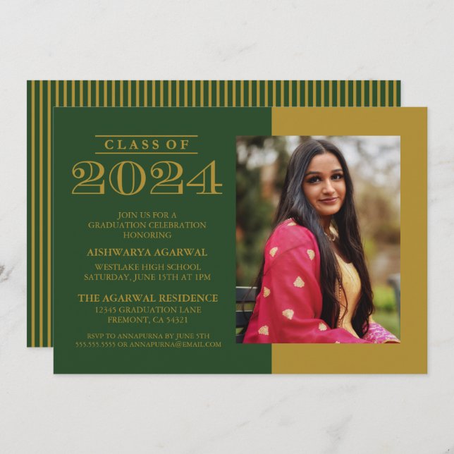 CLASSIC BOLD CLASS OF 2024 GRADUATION INVITATION (Front/Back)