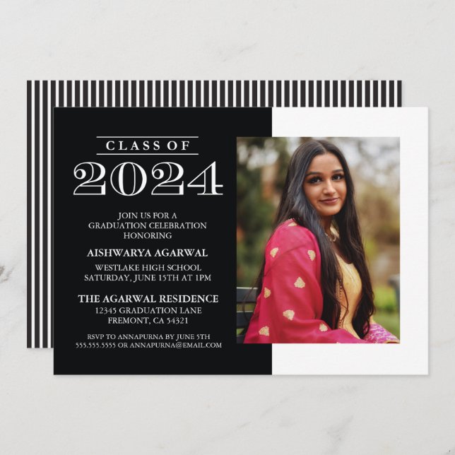 CLASSIC BOLD CLASS OF 2024 GRADUATION INVITATION (Front/Back)