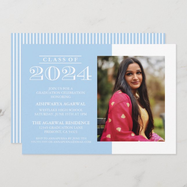 CLASSIC BOLD CLASS OF 2024 GRADUATION INVITATION (Front/Back)