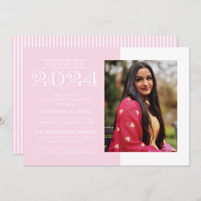 CLASSIC BOLD CLASS OF 2024 GRADUATION INVITATION (Front/Back)