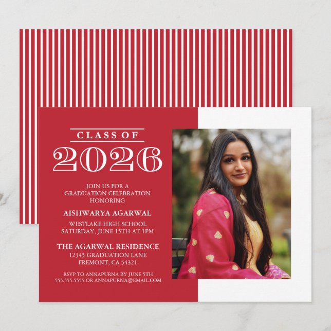 CLASSIC BOLD CLASS OF 2026 GRADUATION INVITATION (Front/Back)