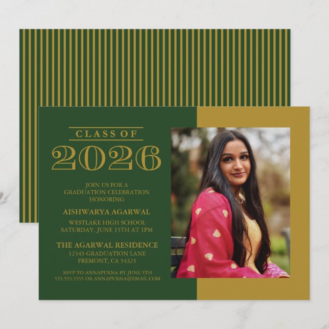 CLASSIC BOLD CLASS OF 2026 GRADUATION INVITATION (Front/Back)