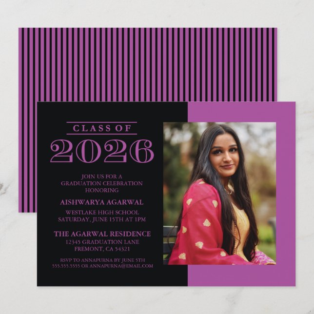 CLASSIC BOLD CLASS OF 2026 GRADUATION INVITATION (Front/Back)