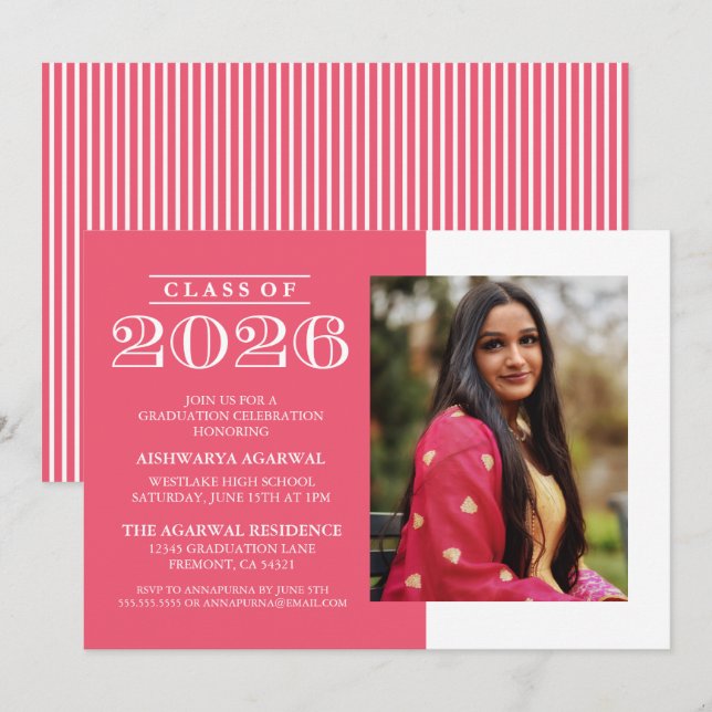 CLASSIC BOLD CLASS OF 2026 GRADUATION INVITATION (Front/Back)