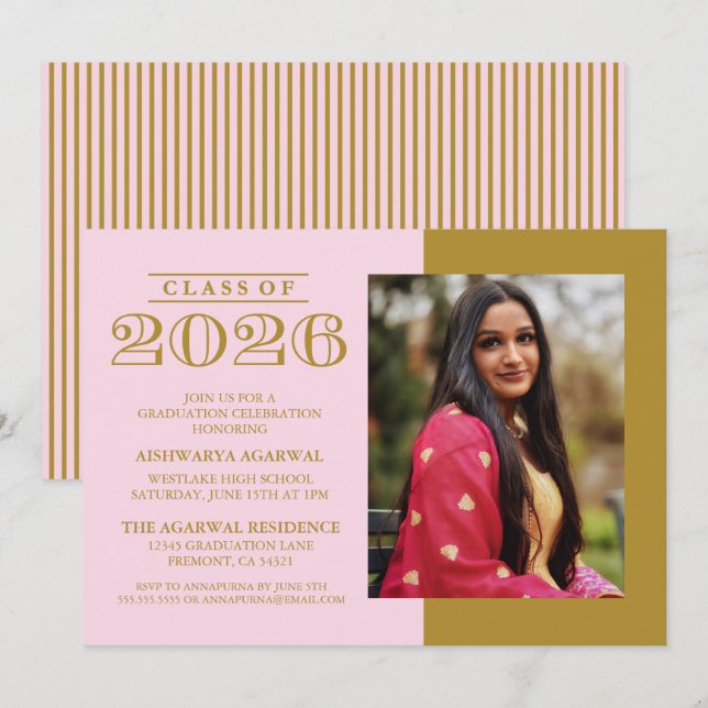 CLASSIC BOLD CLASS OF 2026 GRADUATION INVITATION (Front/Back)