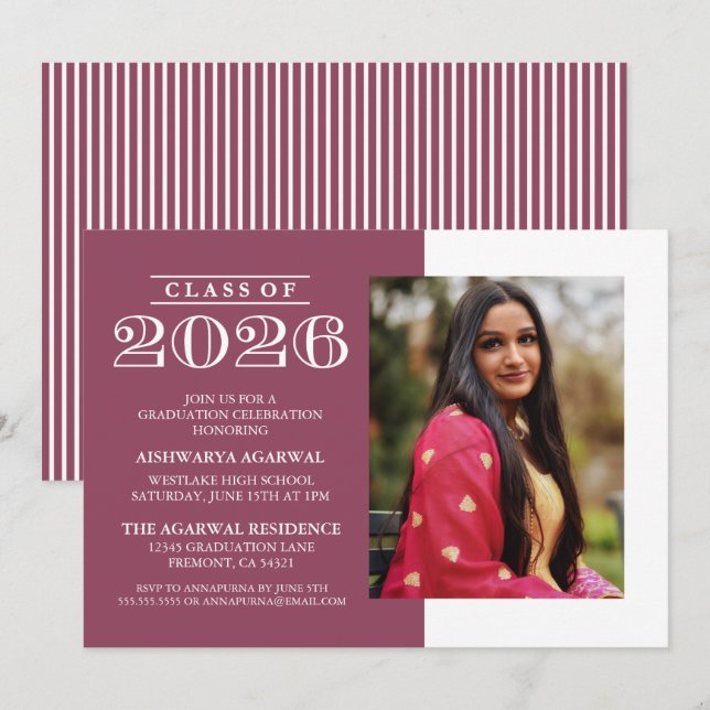CLASSIC BOLD CLASS OF 2026 GRADUATION INVITATION (Front/Back)