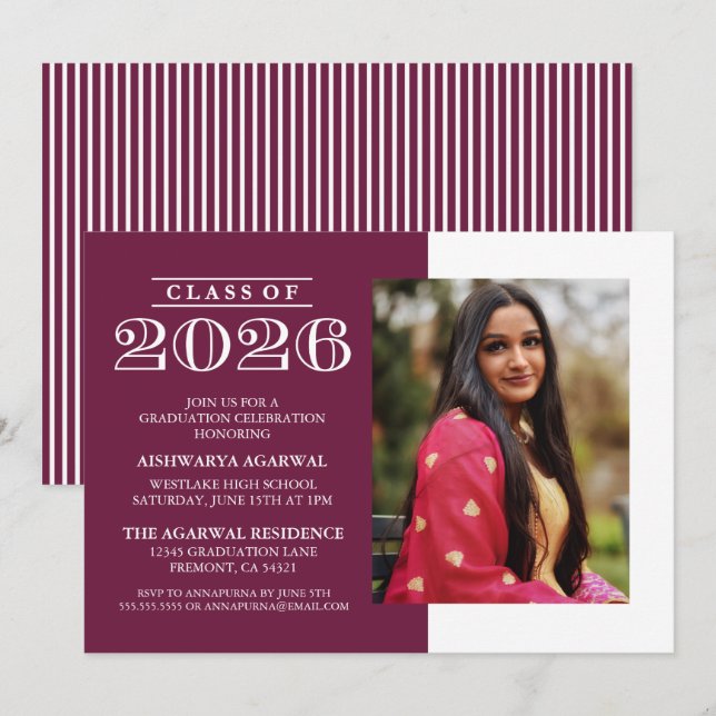 CLASSIC BOLD CLASS OF 2026 GRADUATION INVITATION (Front/Back)