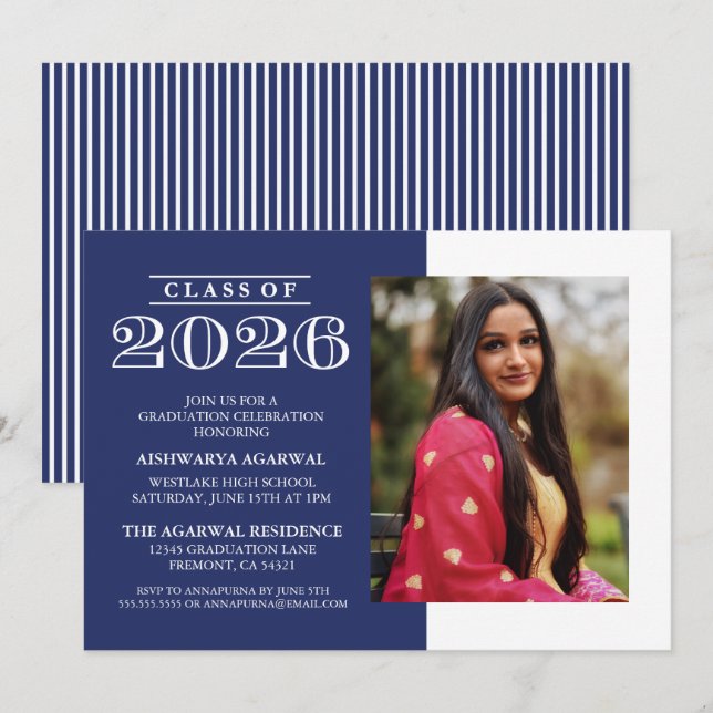 CLASSIC BOLD CLASS OF 2026 GRADUATION INVITATION (Front/Back)