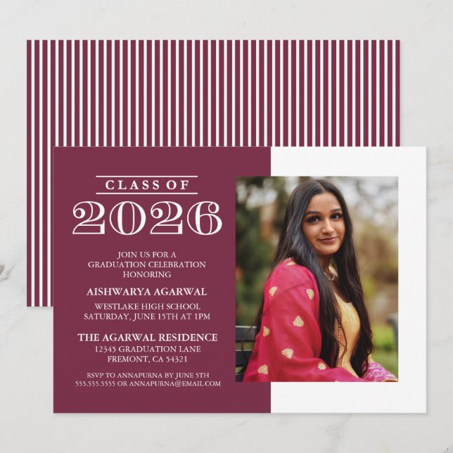 CLASSIC BOLD CLASS OF 2026 GRADUATION INVITATION (Front/Back)