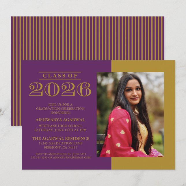 CLASSIC BOLD CLASS OF 2026 GRADUATION INVITATION (Front/Back)