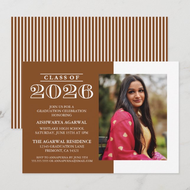 CLASSIC BOLD CLASS OF 2026 GRADUATION INVITATION (Front/Back)