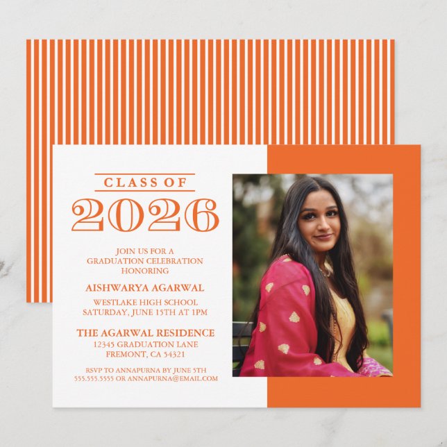 CLASSIC BOLD CLASS OF 2026 GRADUATION INVITATION (Front/Back)