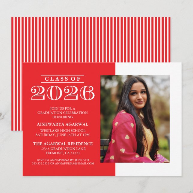 CLASSIC BOLD CLASS OF 2026 GRADUATION INVITATION (Front/Back)