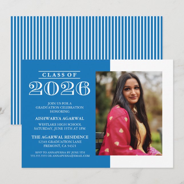 CLASSIC BOLD CLASS OF 2026 GRADUATION INVITATION (Front/Back)