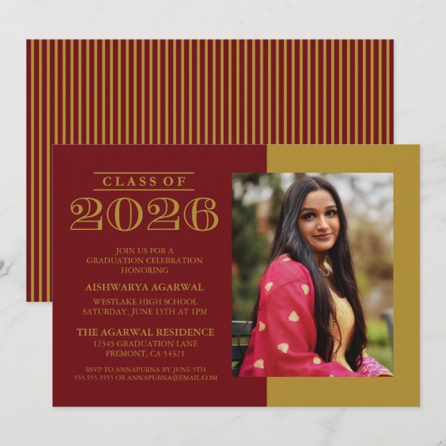 CLASSIC BOLD CLASS OF 2026 GRADUATION INVITATION (Front/Back)
