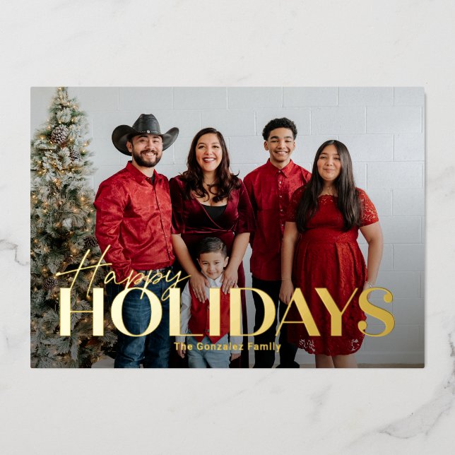 Classic Bold Foil Happy Holidays Card (Front)