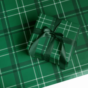 Classic bold holiday plaid green Christmas Wrapping Paper