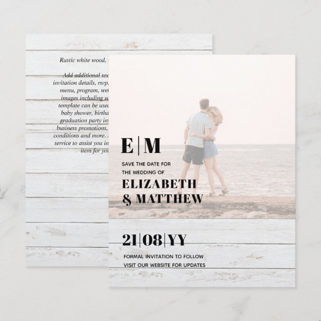 Classic BOLD PHOTO OVERLAY Save the Dates BUDGET (Front/Back)
