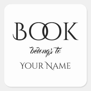 Classic Book Belongs to Your Name Square Sticker