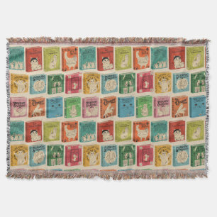 Classic Book Cat Literature Puns Throw Blanket