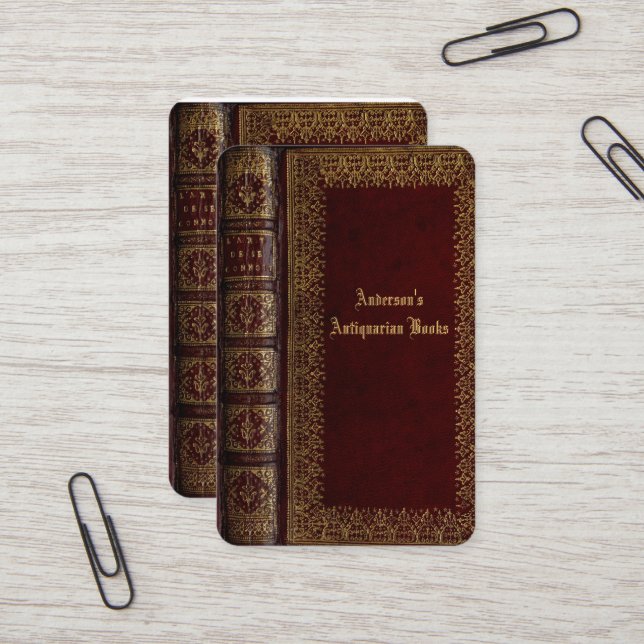 classic book cover antiquarian store business card (Front/Back In Situ)