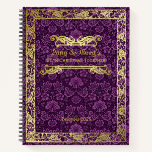 Classic Book Cover Gold Foliage Purple Damask