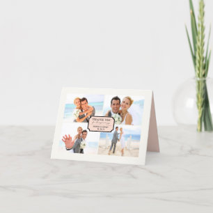 Classic Book Plate 4 Multi Photo Elegant Wedding Thank You Card