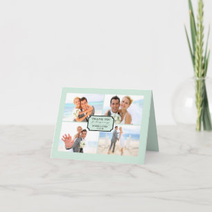 Classic Book Plate 4 Multi Photo Elegant Wedding Thank You Card