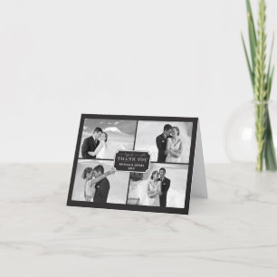 Classic Book Plate 4 Multi Photo Elegant Wedding Thank You Card
