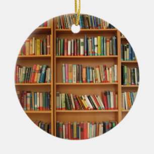 Classic book shelf pattern, bookcase,books,old ceramic tree decoration