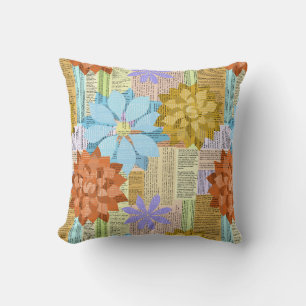 Classic Books and Modern Flowers Cushion