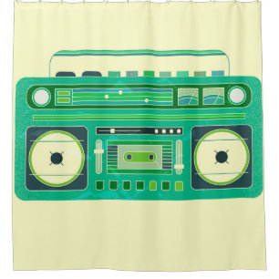 Classic Boom Box Vintage Image Shower Curtain