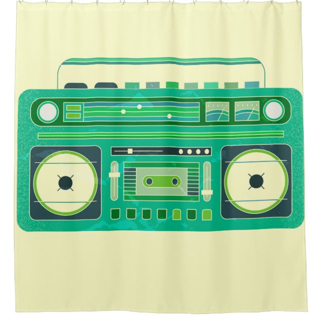 Classic Boom Box Vintage Image Shower Curtain (Front)