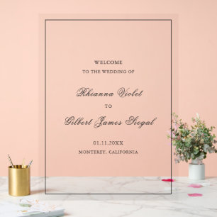 Classic Border Black and White Timeless Wedding Acrylic Sign