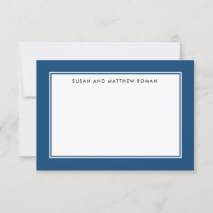 Classic Border Blue Personalised Petite Flat Card
