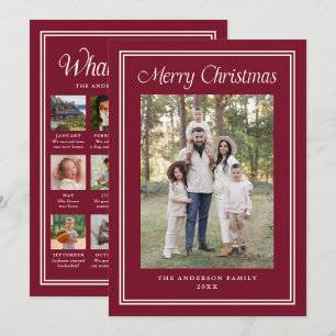 Classic Border Cranberry Year in Review Photo Holiday Card