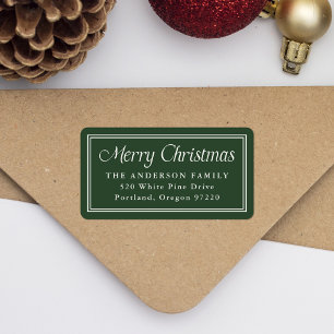 Classic Border Forest Green Holiday Return Address Label