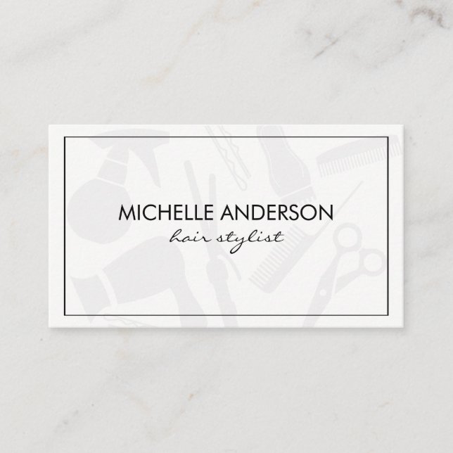 Classic Border Hair Stylist Business Card (Front)