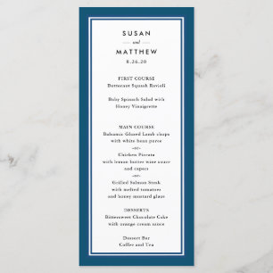 Classic Border Navy Blue Wedding Menu