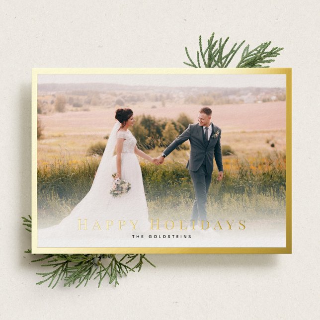 Classic Border Photo Holiday Gold Foil Card (Creator Uploaded)