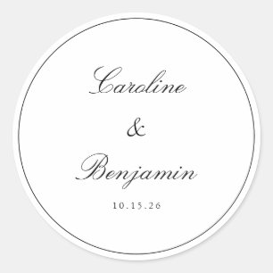 Classic Border Script Elegant Wedding Custom Classic Round Sticker