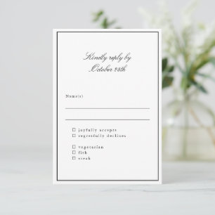 Classic Border Script Elegant Wedding Meal Choice RSVP Card