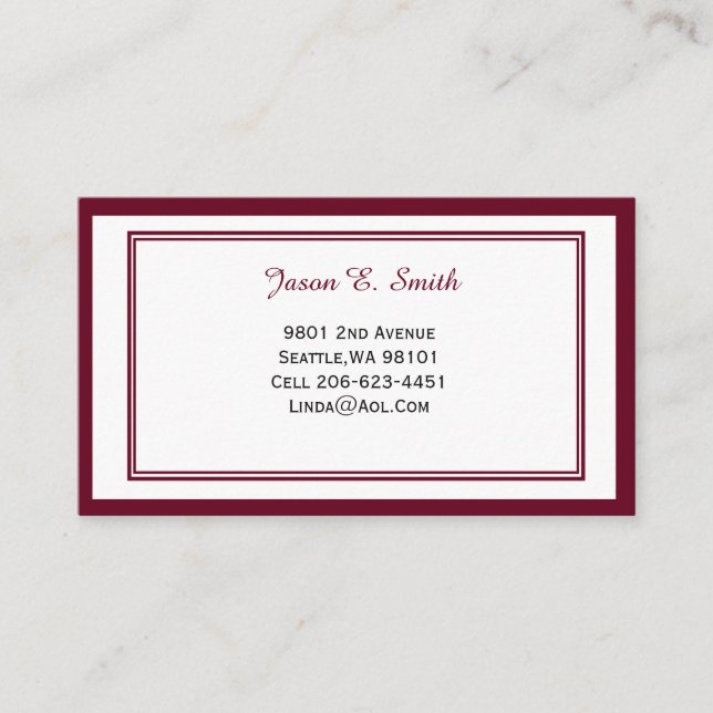 Classic Bordered Calling Card (Front)