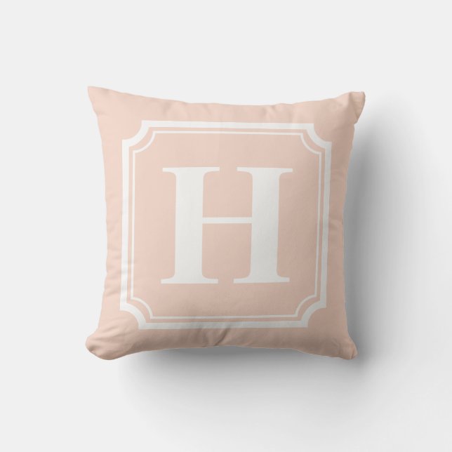 Classic Borders | Blush Pink Personalised Monogram Cushion (Front)
