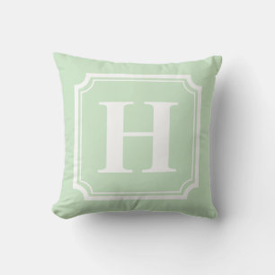 Classic Borders   Mint Green Personalized Monogram Cushion